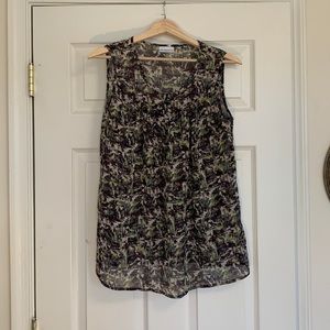 Dressy green, white, and purple dressy tank top.